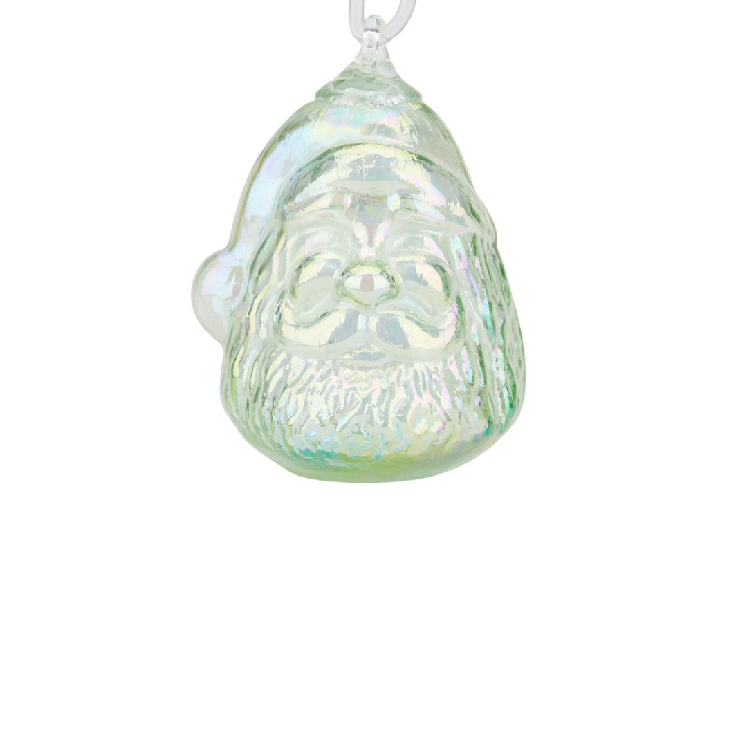 Holly Green Santa Ornament Glass Eye Studio Handblown Glass