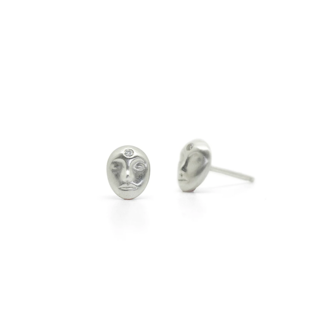 Little Grey Lady Cameo Stud Earrings Hannah Blount Jewelry