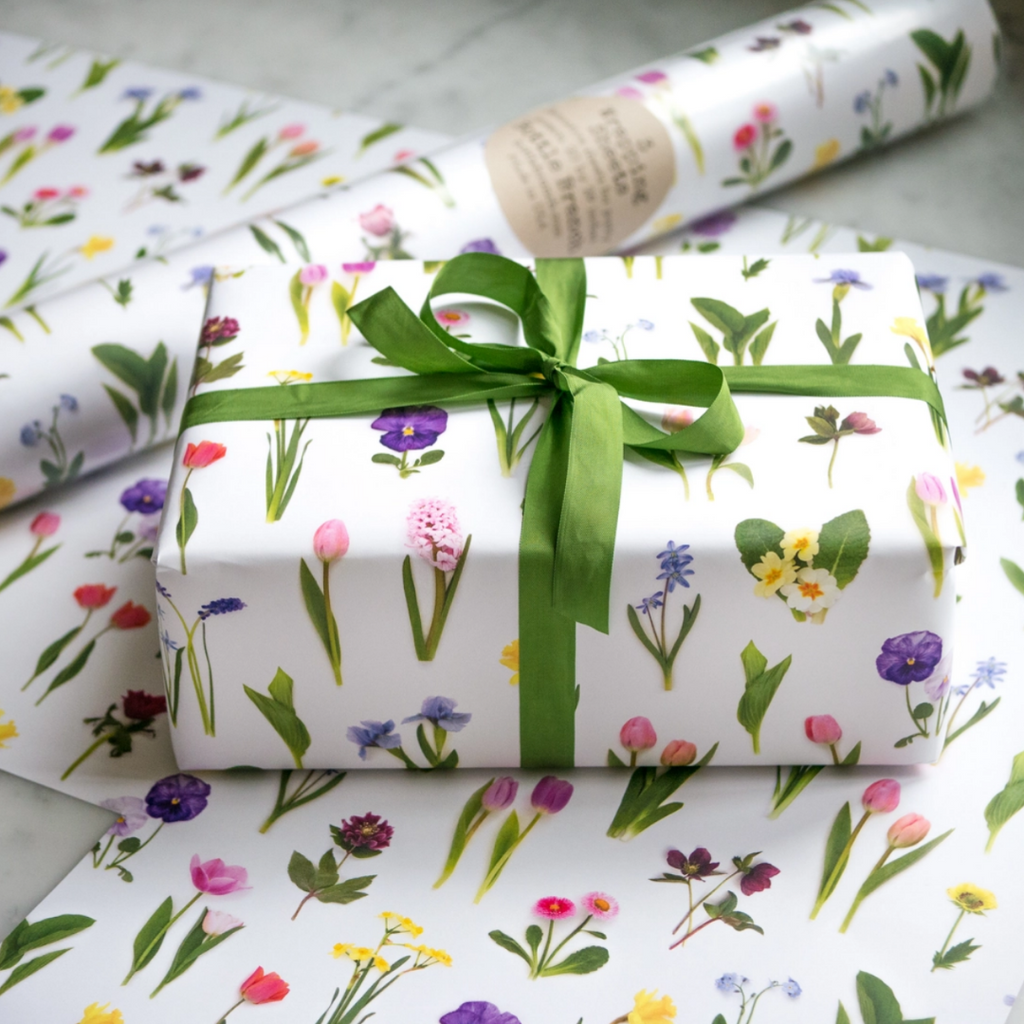 Rainbow of Spring Flowers Wrapping Paper