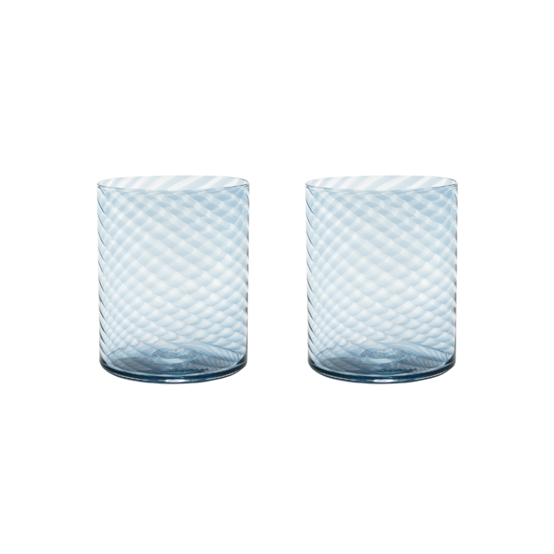 Saban Glass Twisty Drinking Glasses in Steel Blue Handmade Homegoods